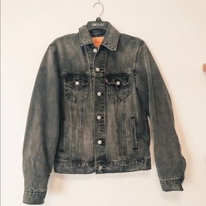 Black Denim Trucker Jacket, Size XS.